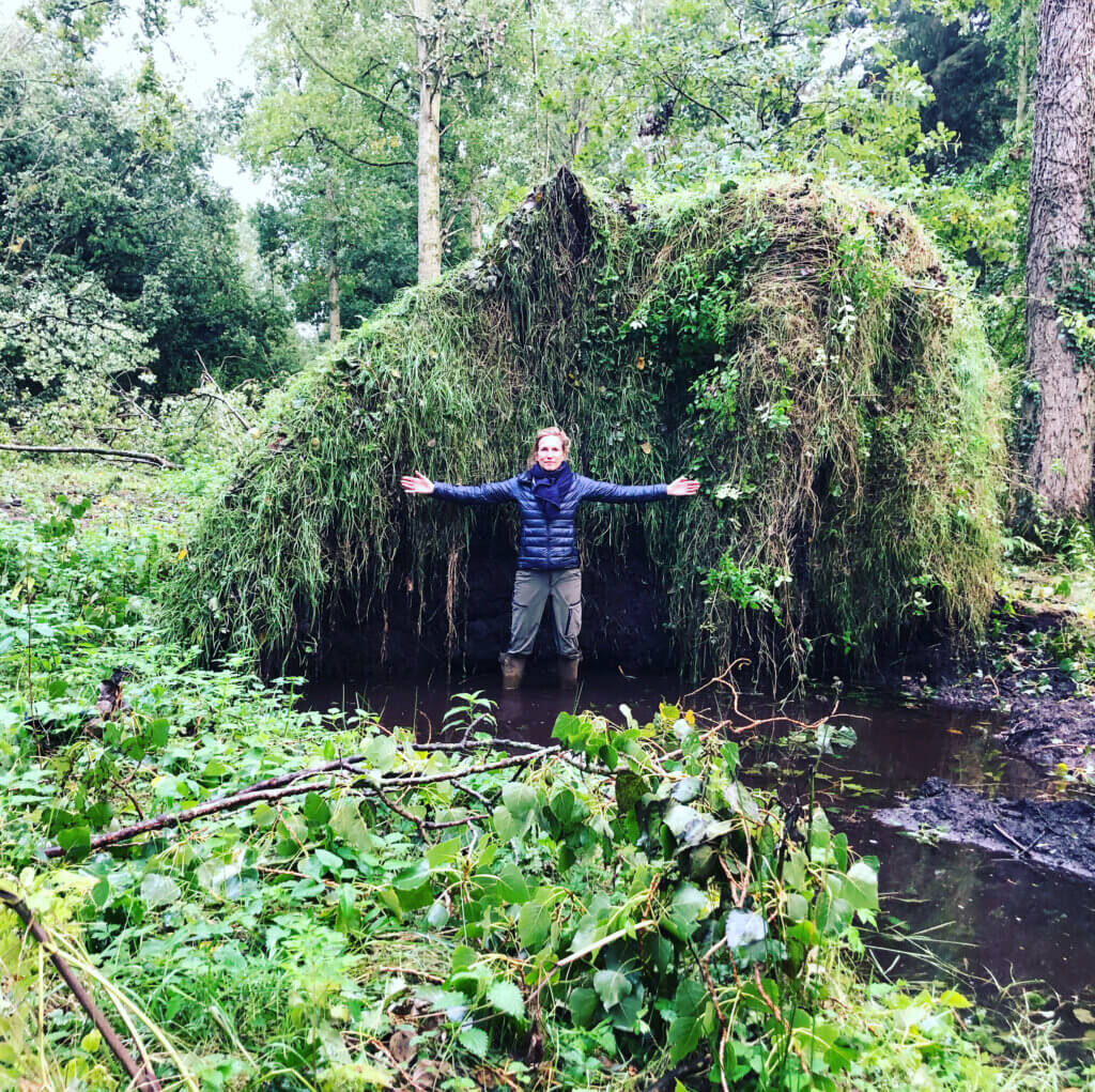 Carlyn by a fallen Poplar